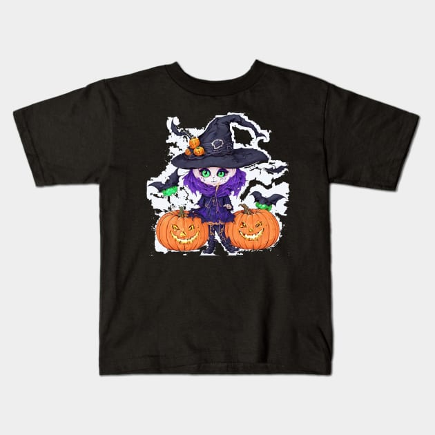 witch cat Kids T-Shirt by godzilla